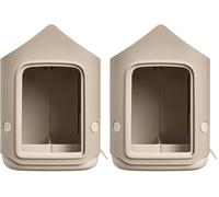 Elho Cosy Bird Feeder 18cm - Mangeoire et Abreuvoir Oiseaux Exterieur - Plastique 100% Recyclé - L17.6 x B18 x H23 cm - Beige/Beige Champignon (Lot de 2)