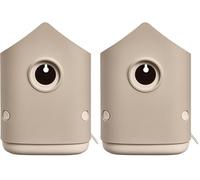Elho Cosy Bird House 18cm - Nichoir Oiseaux Exterieur - à Plus de 11 Espèces - Plastique 100% Recyclé - L17.6 x B18 x H23 cm - Beige/Beige Champignon (Lot de 2)