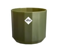 Elho Facet Rond 23cm - Pot de Fleurs pour Intérieur - Plastique 100% Recyclé - Ø 22.7 x H 20.4 cm - Vert/Vert Fôret