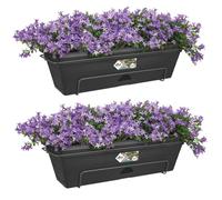 Elho GB Trough Allin 1 50 | Lot de 2 Balconnière - Living Noir