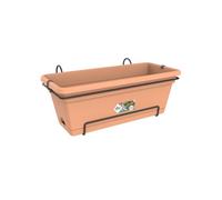 Elho Green Basics Balconnière XL Allin1 55 - Planteur pour Balcon & Extérieur - Ø 54.5 x H 22.5 cm - Marron/Mild Terra