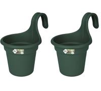Elho Green Basics Facile À Accrocher S 26 - Planteur pour Balcon & Extérieur - Ø 26.5 x H 25.5 cm - Vert/Leaf Green (Lot de 2)