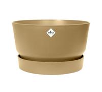 Elho Greenville Coupe 33 - Pot De Fleurs pour Extérieur - Plastique 100% recyclé - Ø 32.5 x H 19.4 cm - Beige/Sable Doré