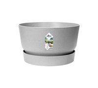 Elho Greenville Coupe 33 - Pot De Fleurs pour Extérieur - Plastique 100% recyclé - Ø 32.5 x H 19.4 cm - Gris/Living Ciment