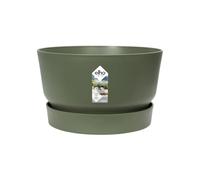 Elho Greenville Coupe 33 - Pot De Fleurs pour Extérieur - Plastique 100% recyclé - Ø 32.5 x H 19.4 cm - Vert/Leaf Green