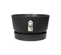 Elho Greenville Coupe 33 - Pot De Fleurs pour Extérieur - Plastique 100% recyclé - Ø 32.5 x H 19.4 cm - Noir/Living Noir