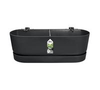 Elho Greenville Easy Balcony 52 - Planteur pour Balcon - Plastique 100% recyclé - Ø 52.0 x H 19.4 cm - Noir/Living Noir