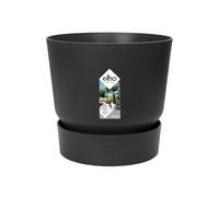 Elho Greenville Rond 20 - Pot De Fleurs avec Un Réservoir d'eau Intégré - Interieur & Extérieur - Plastique 100% Recycle - Ø 19.5 x H 18.4 cm - Noir/Living Noir