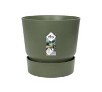 Elho Pot de fleurs Greenville Rond 20 - Réservoir d'eau intégré, 100% recyclé, Ø19,5×H18,4cm - Vert
