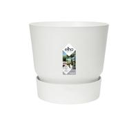 Elho Greenville Rond 25 - Pot De Fleurs pour Extérieur - Plastique 100% recyclé - Ø 24.5 x H 23.3 cm - Blanc/Blanc