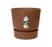 Elho Greenville Rond 30 - Pot De Fleurs avec Un Réservoir d'eau Intégré - Interieur & Extérieur - Plastique 100% Recycle - Ø 29.5 x H 27.8 cm - Marron/Marron Glacé