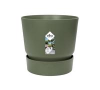 Elho Pot de fleurs rond Greenville 40 – Extérieur – Ø 39 x H 36,8 cm – Vert feuille