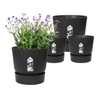 ELHO Lot de 2 pots de fleurs rond Greenville - Ø14xH13,4 cm et Ø16xH15,3 cm - 7 L - Noir
