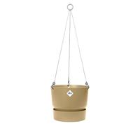 Elho Greenville Suspension 24 - Pot De Fleurs pour Balcon & Extérieur - Plastique 100% recyclé - Ø 23.5 x H 20.5 cm - Beige/Sable Doré