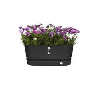 Elho Greenville Trough 80 - Planteur pour Extérieur - Plastique 100% recyclé - Ø 78.0 x H 33.5 cm - Noir/Living Noir