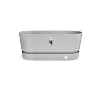 Elho Greenville Trough 60 - Planteur pour Extérieur - Plastique 100% recyclé - Ø 58.9 x H 33.5 cm - Gris/Living Ciment