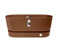 Elho Greenville Trough 80 - Planteur pour Extérieur - Plastique 100% recyclé - Ø 78.0 x H 33.5 cm - Marron/Marron Glacé