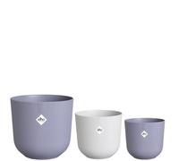 Elho Pots de fleurs Jazz – Lot de 3, Ø14/Ø16/Ø19 cm, 7 L – Lila et Blanc