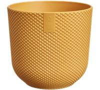 Elho Jazz Rond Mini 11cm - Petit Pot de Fleurs pour Intérieur - Plastique 100% Recyclé - Ø 11.1 x H 10.3 cm - Jaune/Jaune Ambré