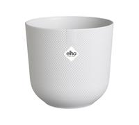 Elho Jazz Round Ø 19cm - Pot de Fleurs d'Intérieur - Plastique 100% Recyclé - Structure Unique - Ø 18.9 x H 17.6 cm - Blanc/Blanc Soie
