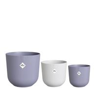 ELHO Lot de 3 pots de fleurs rond Jazz - Ø14xH13,1, Ø16xH15,3, Ø19xH17,6 cm - 7 L - Lila et Blanc
