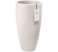 Elho June Round High 30 - Pot de Fleur - Interieur & Extérieur - Plastique 100% Recyclé - Ø 29.5 x H 52.5 cm - Blanc/Blanc Lin