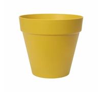 Elho Pot de fleurs Loft Urban Rond 25 – Plastique 100% recyclé – Ø24,5×H22 cm – Jaune/Ocre