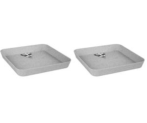 Elho Loft Urban Soucoupe Carrée 22 - Soucoupe pour Extérieur - Ø 22.0 x H 3.1 cm - Gris/Living Ciment (Lot de 2)