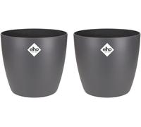 ELHO Lot de 2 pots de fleurs rond Brussels - 17 L - Ø 25,1 x H 23.2 cm - Noir