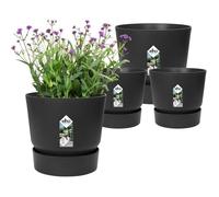 ELHO Lot de 2 pots de fleurs rond Greenville - Ø14xH13,4 cm et Ø16xH15,3 cm - 7 L - Noir