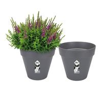 ELHO Lot de 2 pots de fleurs rond Loft Urban - 19 L - Ø 28.5 x H 26 cm - Noir