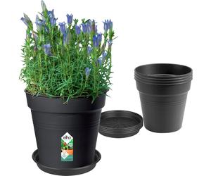 elho Lot Growpot GREEN BASICS Living Noir - Pot de Culture 17cm + Soucoupe 14 cm - 1 kit