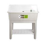 Elho Noa Potager sur Pied 80 - Planteur pour Culture & Récolte - Plastique 100% recyclé - Ø 78.5 x H 34.2 cm - Gris/Gris Chaud
