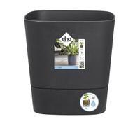 ELHO Pot de fleur Carré Greensense Aqua Care - Ø29,5 x H 30,2 cm - 15 L - Gris Charbon