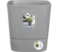 ELHO Pot de fleurs Greensense Aqua Care Carré 38 - Ciment Clair - Intérieur/extérieur - Ø 38 x H 38.9 cm