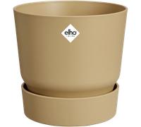 Elho Greenville Rond 18 - Pot De Fleurs avec Un Réservoir d'eau Intégré - Interieur & Extérieur - Plastique 100% Recyclé - Ø 18.3 x H 17.4 cm - Beige/Sable Doré