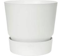 Elho Pot de fleurs Greenville Rond 40 – Réservoir d'eau intégré, Plastique 100% recyclé, Blanc