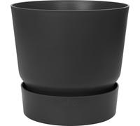 Elho Pot de fleurs Greenville Rond 40 - Réservoir d'eau intégré, Plastique 100% recyclé - Noir