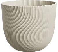 Elho Sereh Round 40 - Pot de Fleur - Interieur & Extérieur - Plastique 100% Recyclé - Ø 39.0 x H 33.3 cm - Beige/Beige Champignon