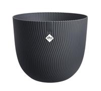 Elho Sereh Round 25 - Pot de Fleur - Interieur & Extérieur - Plastique 100% Recyclé - Ø 24.5 x H 21 cm - Noir/Anthracite