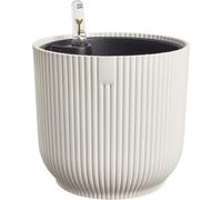 Elho All-in-1 Vibes Rond 18 + Swi 17 - Plastique 100% Recyclé - Pot De Fleurs pour Intérieur - Ø 18 cm - Blanc/Blanc Lin