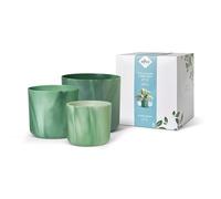 Elho The Ocean Collection Giftset Ø 14, 16 et 18 cm - Pots de Fleurs - Fabriqués à Base de déchets Marins - 100% matériaux recyclés - Vert/Vert Pacifique
