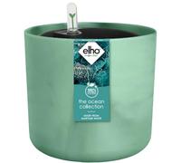 Elho The Ocean Collection Rond avec Système D'Irrigation - Pot de Fleur pour Intérieur - Plastique 100% Recyclé - Ø 22.3 x H 20.4 cm - Vert/Vert Pacifique