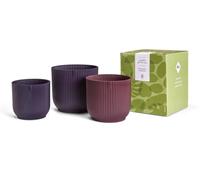 Elho The Winery Collection Coffret Cadeau - Pots de Fleurs pour l'intérieur - 100% Plastique recy nsemble de 3 - Ø 14, 16 et 18 cm. - Violet/Mauve Foncé