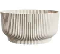 Elho Vibes Fold Bowl 25 - Pot de Fleurs pour Intérieur - Plastique 100% Recyclé - Ø 24.9 x H 12.1 cm - Blanc/Blanc Lin