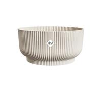 Elho Vibes Fold Bowl 25 - Pot de Fleurs pour Intérieur - Plastique 100% Recyclé - Ø 24.9 x H 12.1 cm - Blanc/Blanc Lin