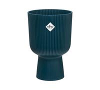 Elho Vibes Fold Coupe 14 - Pot De Fleurs pour Intérieur - Plastique 100% recyclé - Ø 13.9 x H 21.0 cm - Bleu/Bleu Foncé