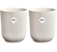 Elho Vibes Fold Orchid High 12,5cm - Orchid Pot Indoor - Pots de Fleurs Intérieur - Plastique 100% recyclé - Blanc/Blanc Lin (Lot de 2)