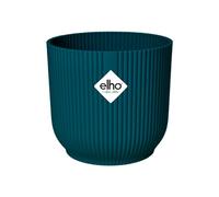 Elho Vibes Fold Rond 14 - Pot De Fleurs pour Intérieur - Plastique 100% Recyclé - Ø 14.1 x H 12.9 cm - Bleu/Bleu Foncé