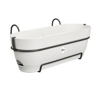 Elho Vibia Campana Balconnière Allin1 50 - Planteur pour Balcon - Ø 50.4 x H 17.7 cm - Blanc/Blanc Soie